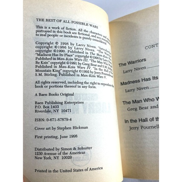 Best of All Possible Wars by Larry Niven 1998 First Printing Vintage Paperback - Picture 4 of 8